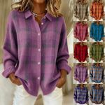 Casual Lady Loose Coat Cardigans Buttons Knitted Jumper Checked Tops Plus Size#