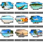 Beach Paradise Wall Stickers Tropical Sea Ocean 3D Art Wall Mural Vinyl Decals