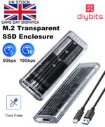 M.2 NVME SATA SSD Enclosure USB 3.1 Type C 10Gbps Transparent Caddy Adapter 2280