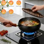 Cast Iron Pot Hand-Forged Wok Pan Non Stick Anti-Scalding Handle With Lid 28CM