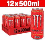 Monster Energy Ultra Watermelon 500ml Cans – Pack of 12 – Zero Sugar Watermelon 