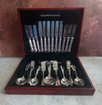 Vtg 46 Piece Silver Plated Cutlery Set Canteen Complete Boxed Sanders & Bowers