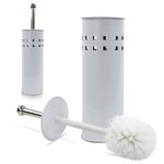 NEW STAINLESS STEEL BATHROOM TOILET CLEANING BRUSH AND HOLDER FREE STANDING SET