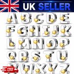 925 Sterling Silver A-Z Alphabet Letter Charms Heart Beads Fit Bracelet Women