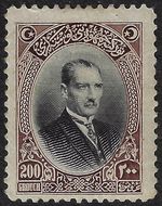 TURKEY 1926 MUSTAFA KAMAL PASHA 200pi KEY VALUE OF SET Sc 647 HINGED