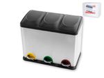 Stainless Steel Pedal Trash Can 3 Places 45L Home