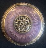 Stunning Continental Silver and Purple Guilloche Enamel Compact 935 Grade c.1926