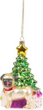 Christmas Pug & Tree  Ornament Bauble Sass & Belle 11cm