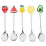 5Pcs Reusable Stainless Steel Fruit Spoons Assorted Colorful Portable Set