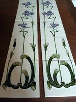 Art Nouveau  Style Tube Lined Fireplace Tiles X 2 Sets Lilac