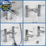 Modern Chrome Bathroom Sink Twin Taps Bath Filler Shower Mixer Basin Mini Mixer