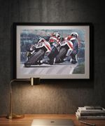 Barry Sheene & Kenny Roberts MotoGP A3 print. Painting by Greg Tillett poster