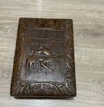 Vintage Don Quixote Embossed Leather Wrapped Wooden Cigar Cigarette Storage Box