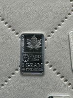 Wessex Mint 1g .999 Fine Silver Bullion Bar Canadian Maple/Archangel Design