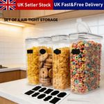 4X 4L Airtight Food Storage Container Kitchen Pantry Dry Food Cereal Dispenser