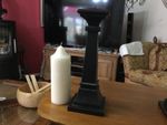 Candle Holder Primative Wooden Wood Vintage Candlestick  32cm  Pillar