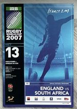 ENGLAND v SOUTH AFRICA RUGBY WORLD CUP 14 Sep 2007 POOL A MATCH no 13 PROGRAMME