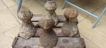 Antique Victorian-era cast iron clawfoot bathtub feet. Uncleaned