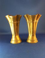 Pair of small brass trench art vases