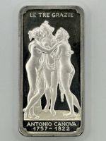 Antonio Canova Le Tre Grazie 925 Silver Bar Ingot 3 Graces Art Medal 1757-1822