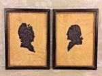 Ant Silhouettes of George and Martha Washington in Frames Artist Initials JTC 