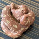 Mexico Snake Frog Sculpture Figurine 3” Dia Clay Reptile Serpent Hand Made Art