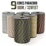 100M 550 Military 9-Core Standard Paracord Rope 4mm Outdoor Parachute Cord