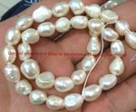 Natural Baroque White Freshwater Real Pearl 9-10mm Loose Beads 14" Strand