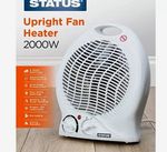 Status Upright Fan Heater 2000W White Tip-Over & Overheat Protection 2 Heat