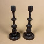 Antique Vintage Matching Pair of Wooden Wood Candlestick Candle Stick Handmade