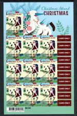 2022 Christmas Island Christmas -  MUH Embellished Sheet of 10 x 65c Stamps