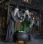 6.5 ft. Gruesome Grounds Animated LED Witches Scene Home Accents Holiday