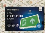 Bright Source 4W LED Emergency Exit Box Sign Light Up Arrow Maintained 243038
