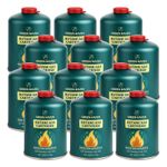 Green Haven C500 Camping Gas Canisters 12 Pack | EN417 Screw-On Gas Cartridges |