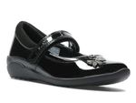 Clarks Girls School Shoes Black Patent Leather Vibrant Trail Shoes E/F/G/H Fit