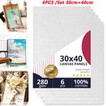 6PCS A3 BLANK CANVAS BOARD PRIMED ACRYLIC & OIL ARTIST PAINTING 40cm x 30cm