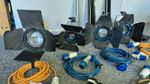 Set Of ARRI tungsten Lights - 1x300w, 2x650w, 1x800w Including Cables, Case, Etc