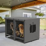Heavy Duty Dog Crate Indoor Outdoor Dog Cage Separate Kennel with Cover Optional