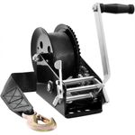 3500lb Boat Trailer Hand Winch, 33ft Strap, 2-Way Ratchet Gear for RV ATV
