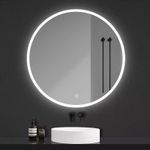 Round LED Bathroom Mirror with Lights Illuminated Demister Wall Mounted 40/80cm