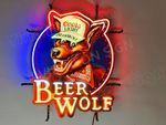 Beer Wolf Hat 24"x20" Vivid LED Neon Sign Light Lamp With Dimmer Hanging Decor