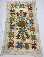 Vintage Traditional Hand-Embroidered Uzbek Suzani Textile Panel 141x87 cm
