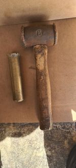 VINTAGE No.3COPPER / COPPER FACED HAMMER  AND brass drift punch.