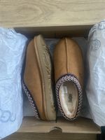UGG Tasman unisex Brown Suede Slip On Slippers Flat Faux Fur Lined UK 4