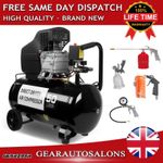 50 Litre Air Compressor 9.6 CFM 2.5HP 8 Bar 115psi Low Noise & 5 Piece Tool Kit