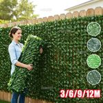 12m x 1m Decorative Artificial Ivy Leaf Green Hedge Roll Privacy Hedging Wall