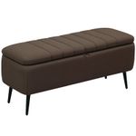 HOMCOM Brown Linen Storage Ottoman Bench, Refurbished