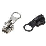 Spare Sliders Pullers for Plastic Chunky Zippers Size #5 Black Silver Mix