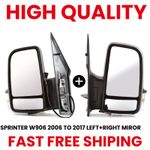 Pair Manual Door Wing Mirrors Black Short Arm N/S & O/S for Mercedes Sprinter 20