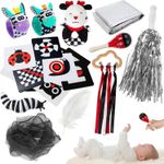 FNYUN 11pcs Sensory Toy Kit, Newborn Toys Black and White Sensory Cards, Bab TR1
